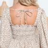 imageByinns Womens 2024 Square Neck Ruffle Dress Long Sleeve Floral Print Tiered Tie Back Layered Swing Mini DressApricot