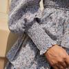 imageByinns Womens 2024 Square Neck Ruffle Dress Long Sleeve Floral Print Tiered Tie Back Layered Swing Mini DressBlue