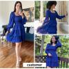 imageByinns Womens 2024 Square Neck Ruffle Dress Long Sleeve Floral Print Tiered Tie Back Layered Swing Mini DressDark Blue
