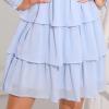 imageByinns Womens 2024 Square Neck Ruffle Dress Long Sleeve Floral Print Tiered Tie Back Layered Swing Mini DressLight Blue