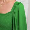 imageByinns Womens 2024 Square Neck Ruffle Dress Long Sleeve Floral Print Tiered Tie Back Layered Swing Mini DressLight Green