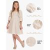 imageEXLURA Casual Long Puff Sleeve Girls Dresses Square Neck A Line Junior Teenage Kids Short Mini Dress Size 615 YearsBeige