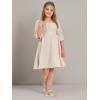 imageEXLURA Casual Long Puff Sleeve Girls Dresses Square Neck A Line Junior Teenage Kids Short Mini Dress Size 615 YearsBeige