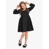 imageEXLURA Casual Long Puff Sleeve Girls Dresses Square Neck A Line Junior Teenage Kids Short Mini Dress Size 615 YearsBlack