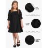 imageEXLURA Casual Long Puff Sleeve Girls Dresses Square Neck A Line Junior Teenage Kids Short Mini Dress Size 615 YearsBlack