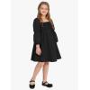 imageEXLURA Casual Long Puff Sleeve Girls Dresses Square Neck A Line Junior Teenage Kids Short Mini Dress Size 615 YearsBlack