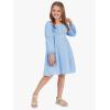 imageEXLURA Casual Long Puff Sleeve Girls Dresses Square Neck A Line Junior Teenage Kids Short Mini Dress Size 615 YearsBlue