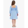 imageEXLURA Casual Long Puff Sleeve Girls Dresses Square Neck A Line Junior Teenage Kids Short Mini Dress Size 615 YearsBlue