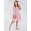 imageEXLURA Casual Long Puff Sleeve Girls Dresses Square Neck A Line Junior Teenage Kids Short Mini Dress Size 615 YearsGray Pink