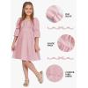 imageEXLURA Casual Long Puff Sleeve Girls Dresses Square Neck A Line Junior Teenage Kids Short Mini Dress Size 615 YearsGray Pink