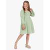 imageEXLURA Casual Long Puff Sleeve Girls Dresses Square Neck A Line Junior Teenage Kids Short Mini Dress Size 615 YearsGreen