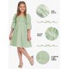 imageEXLURA Casual Long Puff Sleeve Girls Dresses Square Neck A Line Junior Teenage Kids Short Mini Dress Size 615 YearsGreen