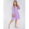 imageEXLURA Casual Long Puff Sleeve Girls Dresses Square Neck A Line Junior Teenage Kids Short Mini Dress Size 615 YearsPurple