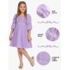 imageEXLURA Casual Long Puff Sleeve Girls Dresses Square Neck A Line Junior Teenage Kids Short Mini Dress Size 615 YearsPurple