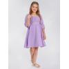 imageEXLURA Casual Long Puff Sleeve Girls Dresses Square Neck A Line Junior Teenage Kids Short Mini Dress Size 615 YearsPurple