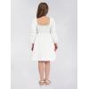 imageEXLURA Casual Long Puff Sleeve Girls Dresses Square Neck A Line Junior Teenage Kids Short Mini Dress Size 615 YearsWhite