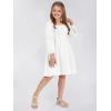 imageEXLURA Casual Long Puff Sleeve Girls Dresses Square Neck A Line Junior Teenage Kids Short Mini Dress Size 615 YearsWhite