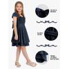 imageEXLURA Casual Short Cap Sleeve Girls Tie Back A Line Ruffle Hem Junior Teenage Kids Short Mini Dress Size 615 YearsNavy Blue