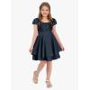 imageEXLURA Casual Short Cap Sleeve Girls Tie Back A Line Ruffle Hem Junior Teenage Kids Short Mini Dress Size 615 YearsNavy Blue