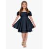 imageEXLURA Casual Short Cap Sleeve Girls Tie Back A Line Ruffle Hem Junior Teenage Kids Short Mini Dress Size 615 YearsNavy Blue