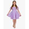 imageEXLURA Casual Short Cap Sleeve Girls Tie Back A Line Ruffle Hem Junior Teenage Kids Short Mini Dress Size 615 YearsPurple