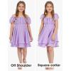imageEXLURA Casual Short Cap Sleeve Girls Tie Back A Line Ruffle Hem Junior Teenage Kids Short Mini Dress Size 615 YearsPurple