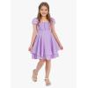 imageEXLURA Casual Short Cap Sleeve Girls Tie Back A Line Ruffle Hem Junior Teenage Kids Short Mini Dress Size 615 YearsPurple