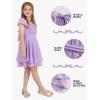 imageEXLURA Casual Short Cap Sleeve Girls Tie Back A Line Ruffle Hem Junior Teenage Kids Short Mini Dress Size 615 YearsPurple