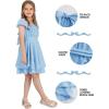 imageEXLURA Casual Short Cap Sleeve Girls Tie Back A Line Ruffle Hem Junior Teenage Kids Short Mini Dress Size 615 YearsSky Blue