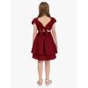 imageEXLURA Casual Short Cap Sleeve Girls Tie Back A Line Ruffle Hem Junior Teenage Kids Short Mini Dress Size 615 YearsWine Red