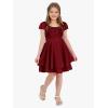 imageEXLURA Casual Short Cap Sleeve Girls Tie Back A Line Ruffle Hem Junior Teenage Kids Short Mini Dress Size 615 YearsWine Red