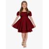 imageEXLURA Casual Short Cap Sleeve Girls Tie Back A Line Ruffle Hem Junior Teenage Kids Short Mini Dress Size 615 YearsWine Red