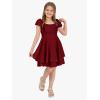 imageEXLURA Casual Short Cap Sleeve Girls Tie Back A Line Ruffle Hem Junior Teenage Kids Short Mini Dress Size 615 YearsWine Red
