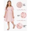 imageEXLURA Girls 2024 Summer Dresses Short Sleeve Swiss Dot Square Neck Flowy A Line Kids Dress Casual Party Midi Dress 615YPink