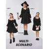 imageEXLURA Girls Big Bow Neck Dress Puff Long Sleeve A Line Kids Wedding Formal Midi Dresses 2024 Princess Pageant Party 615YBlack