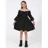 imageEXLURA Girls Big Bow Neck Dress Puff Long Sleeve A Line Kids Wedding Formal Midi Dresses 2024 Princess Pageant Party 615YBlack