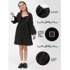 imageEXLURA Girls Big Bow Neck Dress Puff Long Sleeve A Line Kids Wedding Formal Midi Dresses 2024 Princess Pageant Party 615YBlack