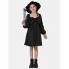 imageEXLURA Girls Big Bow Neck Dress Puff Long Sleeve A Line Kids Wedding Formal Midi Dresses 2024 Princess Pageant Party 615YBlack
