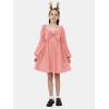 imageEXLURA Girls Big Bow Neck Dress Puff Long Sleeve A Line Kids Wedding Formal Midi Dresses 2024 Princess Pageant Party 615YPink