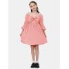 imageEXLURA Girls Big Bow Neck Dress Puff Long Sleeve A Line Kids Wedding Formal Midi Dresses 2024 Princess Pageant Party 615YPink