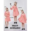 imageEXLURA Girls Big Bow Neck Dress Puff Long Sleeve A Line Kids Wedding Formal Midi Dresses 2024 Princess Pageant Party 615YPink