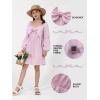 imageEXLURA Girls Big Bow Neck Dress Puff Long Sleeve A Line Kids Wedding Formal Midi Dresses 2024 Princess Pageant Party 615YPurple