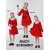 imageEXLURA Girls Big Bow Neck Dress Puff Long Sleeve A Line Kids Wedding Formal Midi Dresses 2024 Princess Pageant Party 615YRed