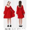 imageEXLURA Girls Big Bow Neck Dress Puff Long Sleeve A Line Kids Wedding Formal Midi Dresses 2024 Princess Pageant Party 615YRed