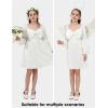 imageEXLURA Girls Big Bow Neck Dress Puff Long Sleeve A Line Kids Wedding Formal Midi Dresses 2024 Princess Pageant Party 615YWhite