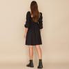 imageEXLURA Womens 2025 Square Neck Dress Long Puff Sleeve ALine Casual Short Mini DressesBlack