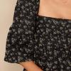 imageEXLURA Womens 2025 Square Neck Dress Long Puff Sleeve ALine Casual Short Mini DressesBlack Floral