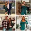 imageEXLURA Womens 2025 Square Neck Dress Long Puff Sleeve ALine Casual Short Mini DressesDark Green