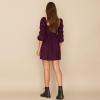 imageEXLURA Womens 2025 Square Neck Dress Long Puff Sleeve ALine Casual Short Mini DressesWine