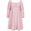 imageEXLURA Casual Long Puff Sleeve Girls Dresses Square Neck A Line Junior Teenage Kids Short Mini Dress Size 615 YearsGray Pink